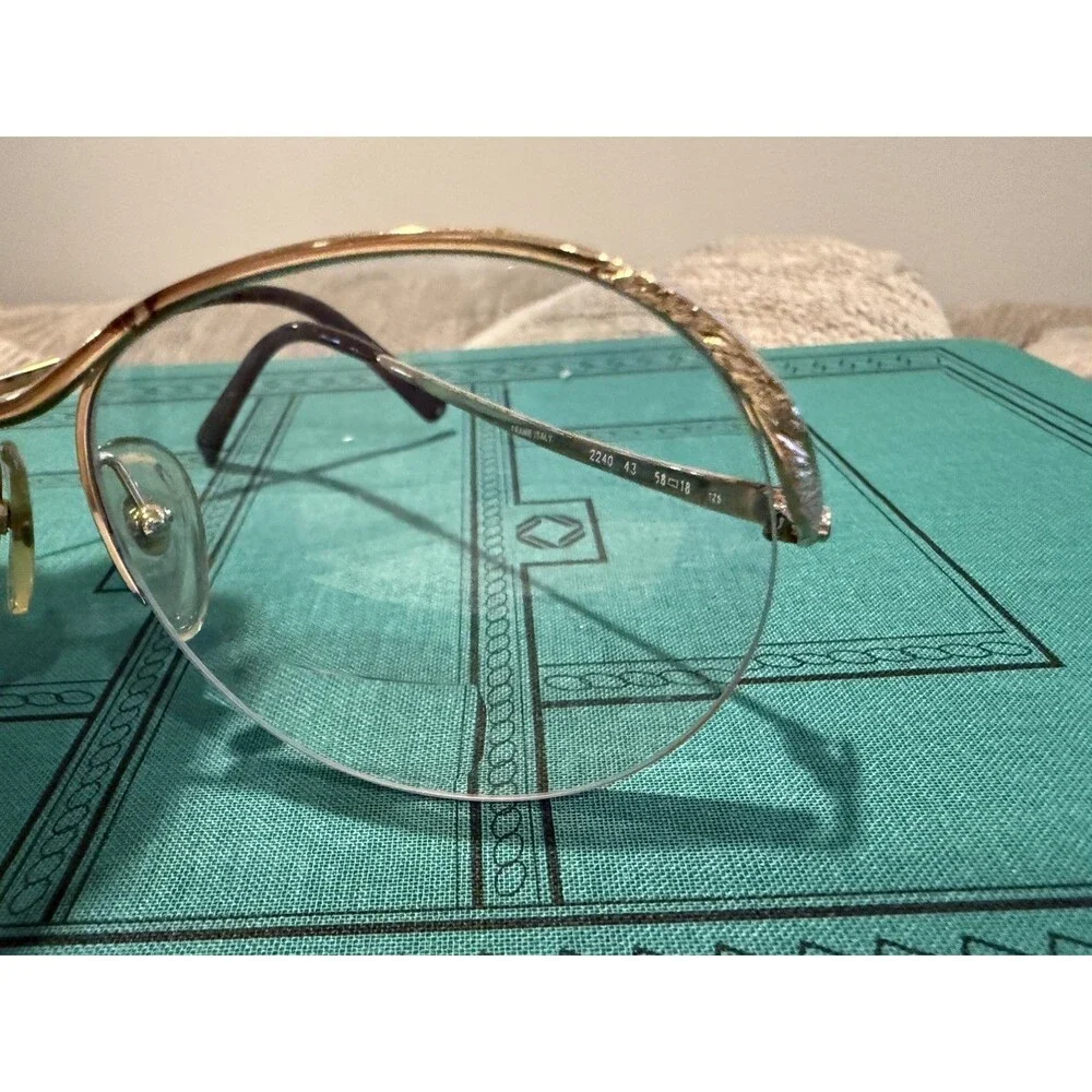 Vintage Christian Dior 2240 Gold Semi Rimless Eyeglass Frames Italy